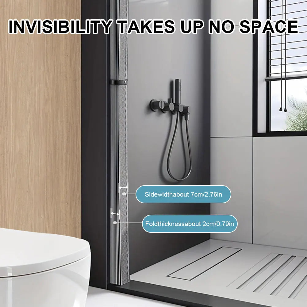 1-2PCS Foldable Waterproof Magnetic Shower Curtain with 14 Hooks