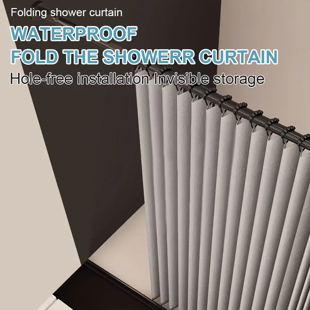 1-2PCS Foldable Waterproof Magnetic Shower Curtain with 14 Hooks