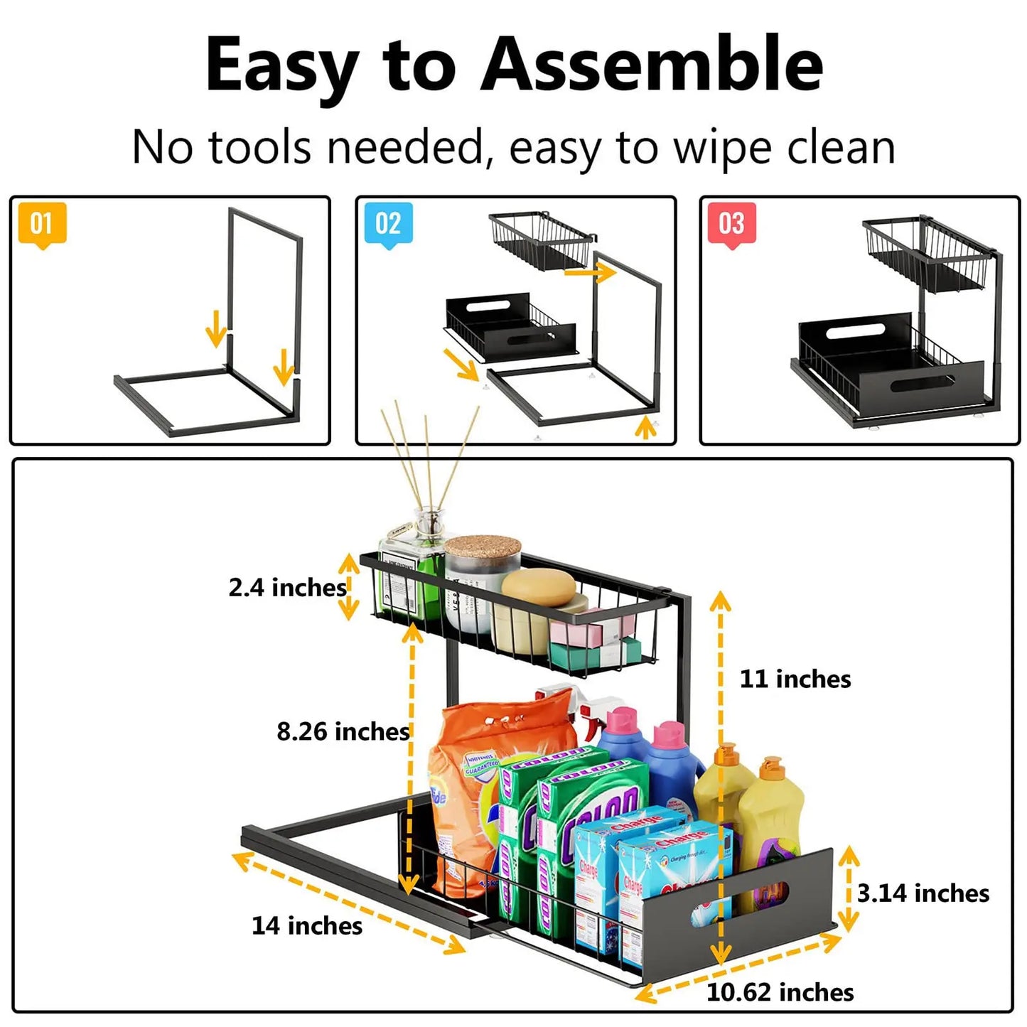 2 Pack Pull Out Under Sink Organizer