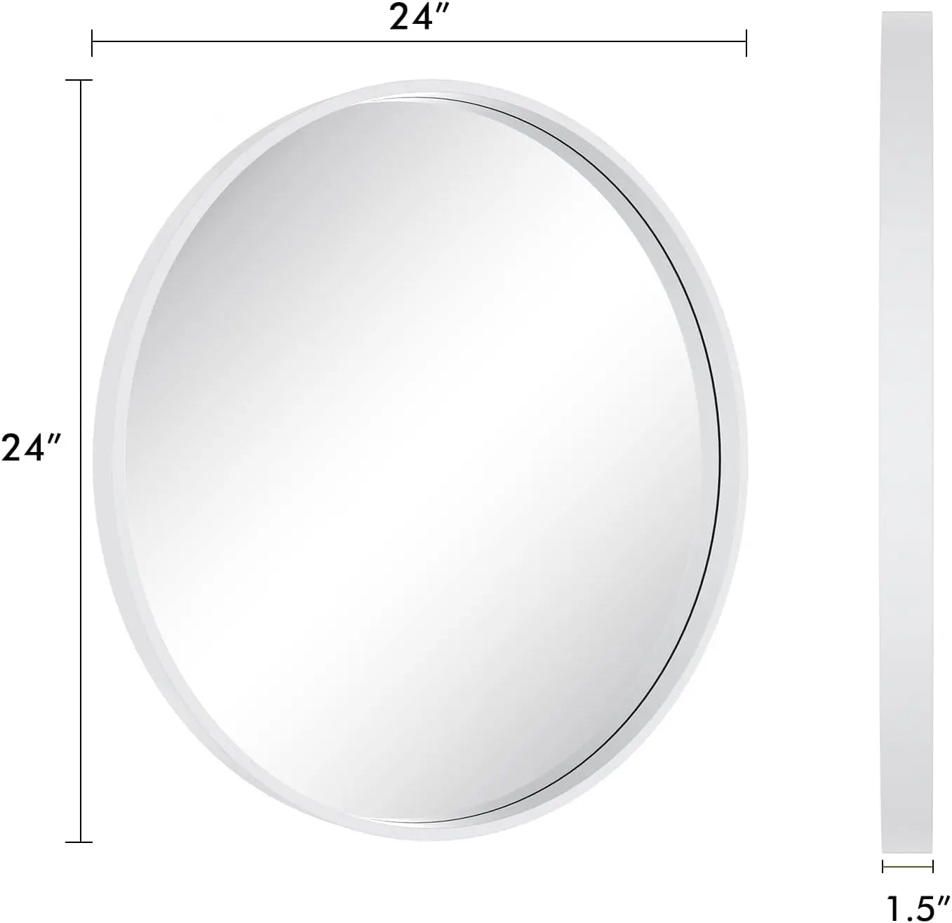 24 Inch Round Wall Mirror with Wood Frame,