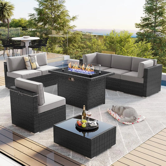 13 Pieces Outdoor Rattan Patio Set
