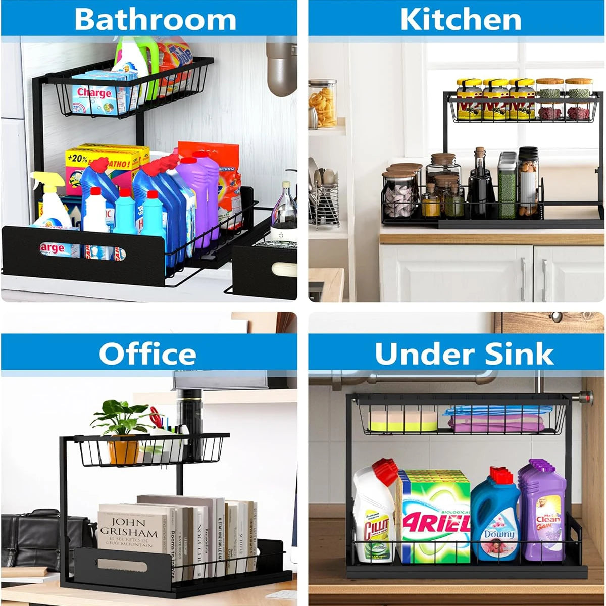 2 Pack Pull Out Under Sink Organizer