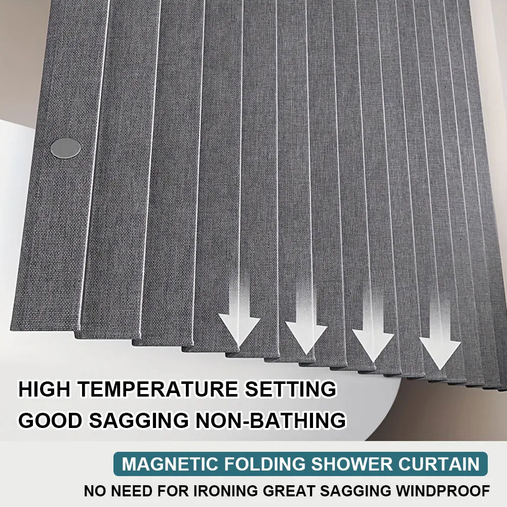 1-2PCS Foldable Waterproof Magnetic Shower Curtain with 14 Hooks