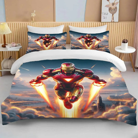 10 Sizes Marvel Iron Man Bedding Set Cartoon Anime Duvet Cover Comforter Pillowcase
