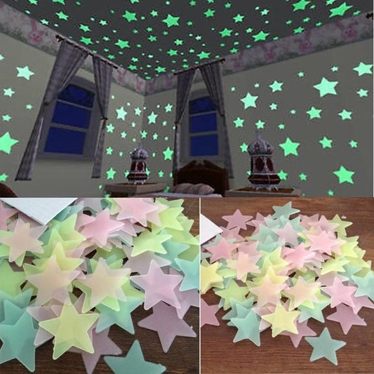 100pcs Fluorescent Glow in the Dark Stars Wall Stickers