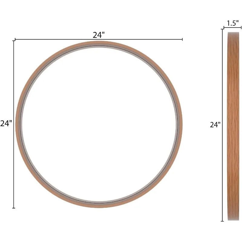 24 Inch Round Wall Mirror with Wood Frame,